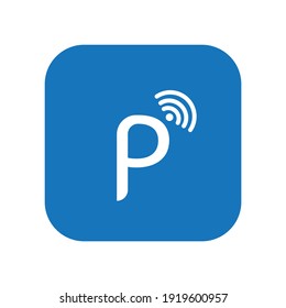 letter p icon with wifi signal icon on it