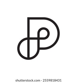 Letter P infinity minimalist line logo