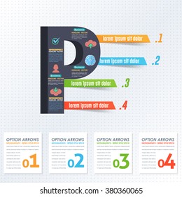 Letter P Infographics Design and Web Elements
