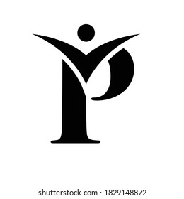 Letter P, Initial P , abstrakte, Menschen, Pfeil, Diagramm, Vektorsymbol