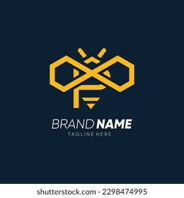 Letter P Initial Bee Line Logo Design Vector Icon Graphic Emblem Illustration 