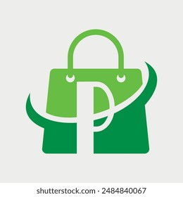 Letter P Initial Handbag Logo Design. Vector Illustration.