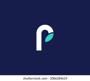 Letter P initial leaf logo icon design template vector