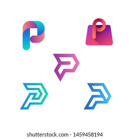 Carta p colección inicial de logotipos
