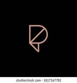 Letra P logotipo inicial en color oro