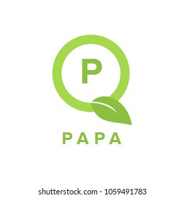 Letter P Initial. Natural Logo Circle. Logo Vector Template