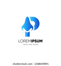 Letter P Initial Nose Logo Design Vector Icon Graphic Emblem Illustration 