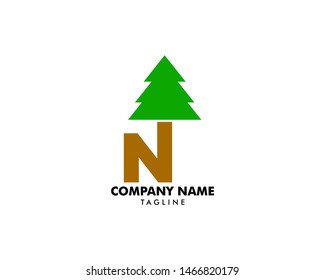 Letter P initial pine tree logo icon vector inspiration