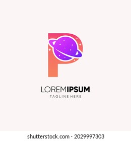 Letter P Initial Planet Logo Design Vector Icon Graphic Illustration