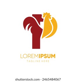 Letter P Initial Rooster Chicken Logo Design Vector Icon Graphic Emblem Symbol Illustration