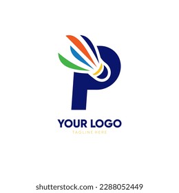 Letter P Initial Shuttlecock Logo Design Vector Icon Graphic Emblem Illustration