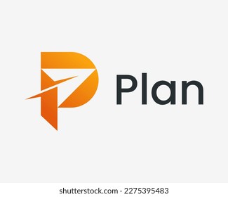 Letter P Initials Modern Send Arrow Pointer Paper Plane Mail Flight Fast Colorful Vector Logo Design