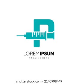 Letter P Injection Logo Design Vector Icon Graphic Emblem Illustration 