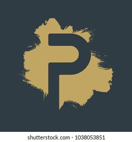 letter P inside splash grunge vector design