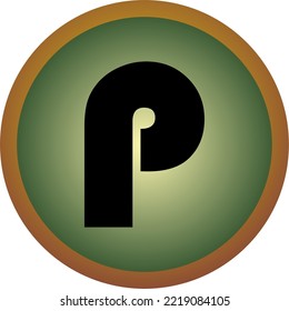 letra "P" con un tipo de letra y color interesante en forma vectorial