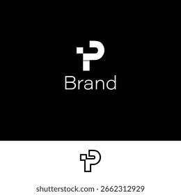 Letra P o IP Pixel Dot Logo con dos colores diferentes. 