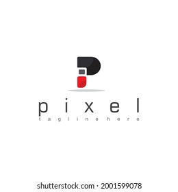 ilustraciones del logotipo de letra p e i.pixel, plantillas de logotipo.para medios, aplicaciones, marcas comerciales, etc.