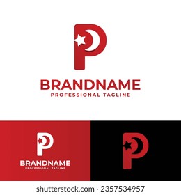 Logotipo islámico de la letra P, adecuado para negocios relacionados con el Islam con P inicial.
