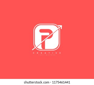 Letter P Isolated with Abstract Square Arrow App Element Shape Logo