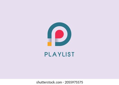 letter P isolated circle for music play list logo design, usable logo for music app , content creator, social media chanel , business , technology logo design template