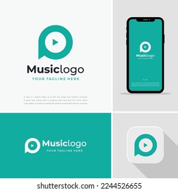 letter P isolated circle for music play list logo design, usable logo for music app , content creator, social media chanel , business , technology logo design template.