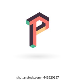 Letter P Isometric Logo Design.