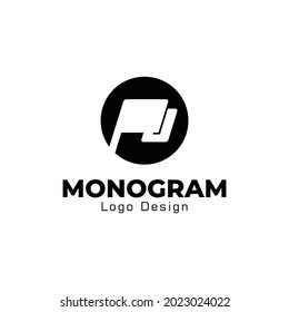 Letter P and J flag monogram logo design inspiration