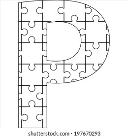 Letter P with jigsaw