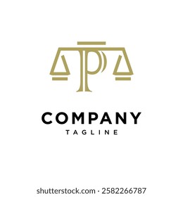 Letter P Justice Scale Logo Icon Vector