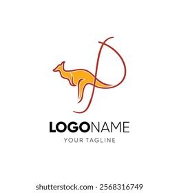 Letter P Kangaroo Logo Design Vector Icon Graphic Emblem Illustration