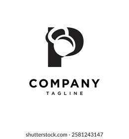 Letter P Kettlebell Logo Icon Vector