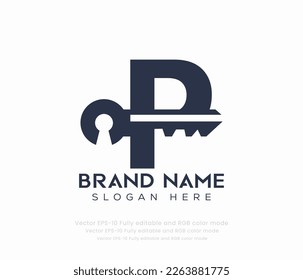 Letter P key logo vector templates 