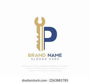 Letter P key logo vector templates 