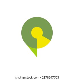 letter P keyhole logo. security letter P logo
