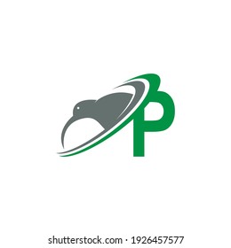Letter P with kiwi bird logo icon design vector illustration
