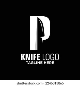 
Letter P Knife Logo Design Vorlage Inspiration, Vektorgrafik.