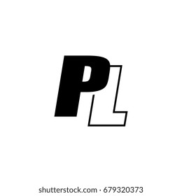 letter P and L logo overlapping black negative