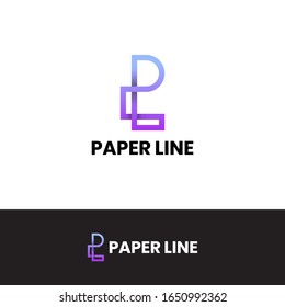Letter P and L monoline logo design template - simple, flat and modern logo