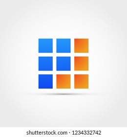 Letter P and L vector logo - letter P and Lmade out of squares 