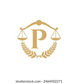 Letra P, Laurel Corona y Escala de Justicia logo 001