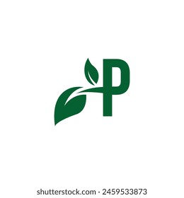 Letter P Leaf Branch logo icon vector template.eps