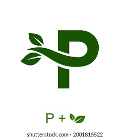 Letter P with a leaf concept. Very suitable in various natural business purposes also for icon, symbol, logo and many more.
