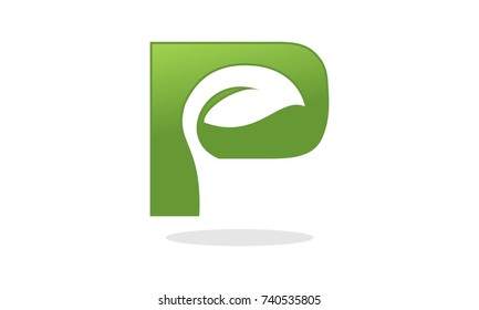 Letter P Leaf Logo