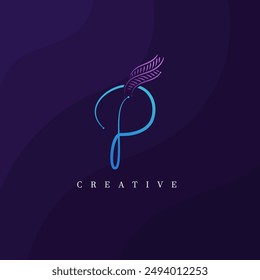 Letter P leaf logo for beauty, fashion, and cosmetics. Beautiful Floral P Botanical Logo