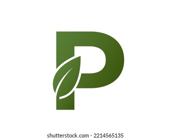 letter p with leaf logo. creative eco logo design. eco friendly, ecology and environment symbol. isolated vector image