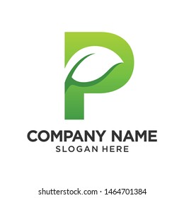 Letter P Leaf Logo Design Template Inspiration