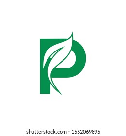 Letter P Leaf Logo Design Template