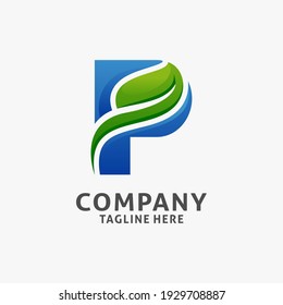 Letter P leaf logo design