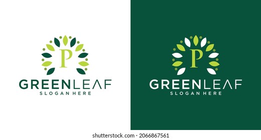 Letter P Leaf Logo Design