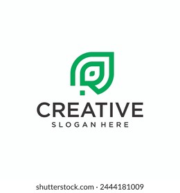Letter p leaf logo design eco friendly concept natural leaf logo for agricultural products beauty